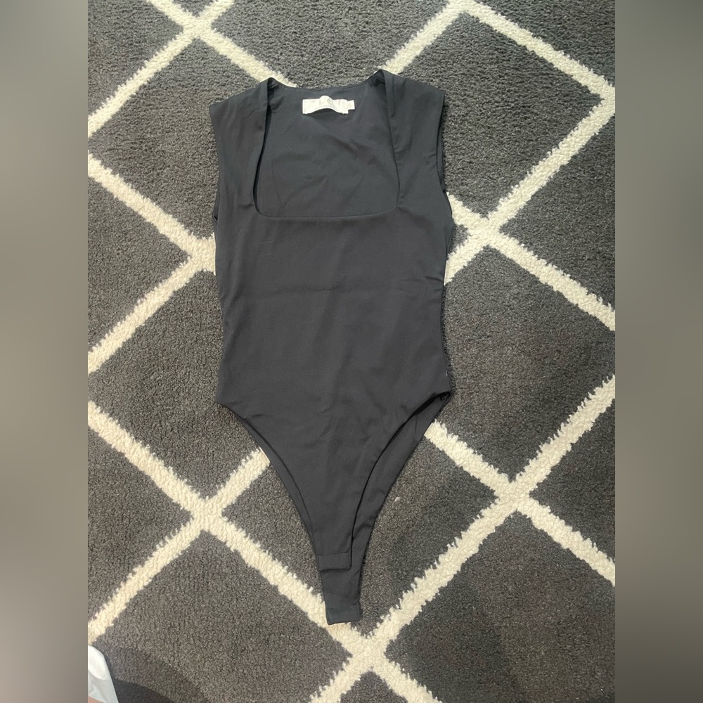Lizette Collection Black Squareneck Bodysuit